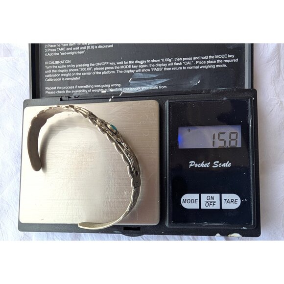 VTG Navajo Nickel Silver & Turquoise Cuff Bracelet Stamped Horses 15.8g Native A - Picture 3 of 12